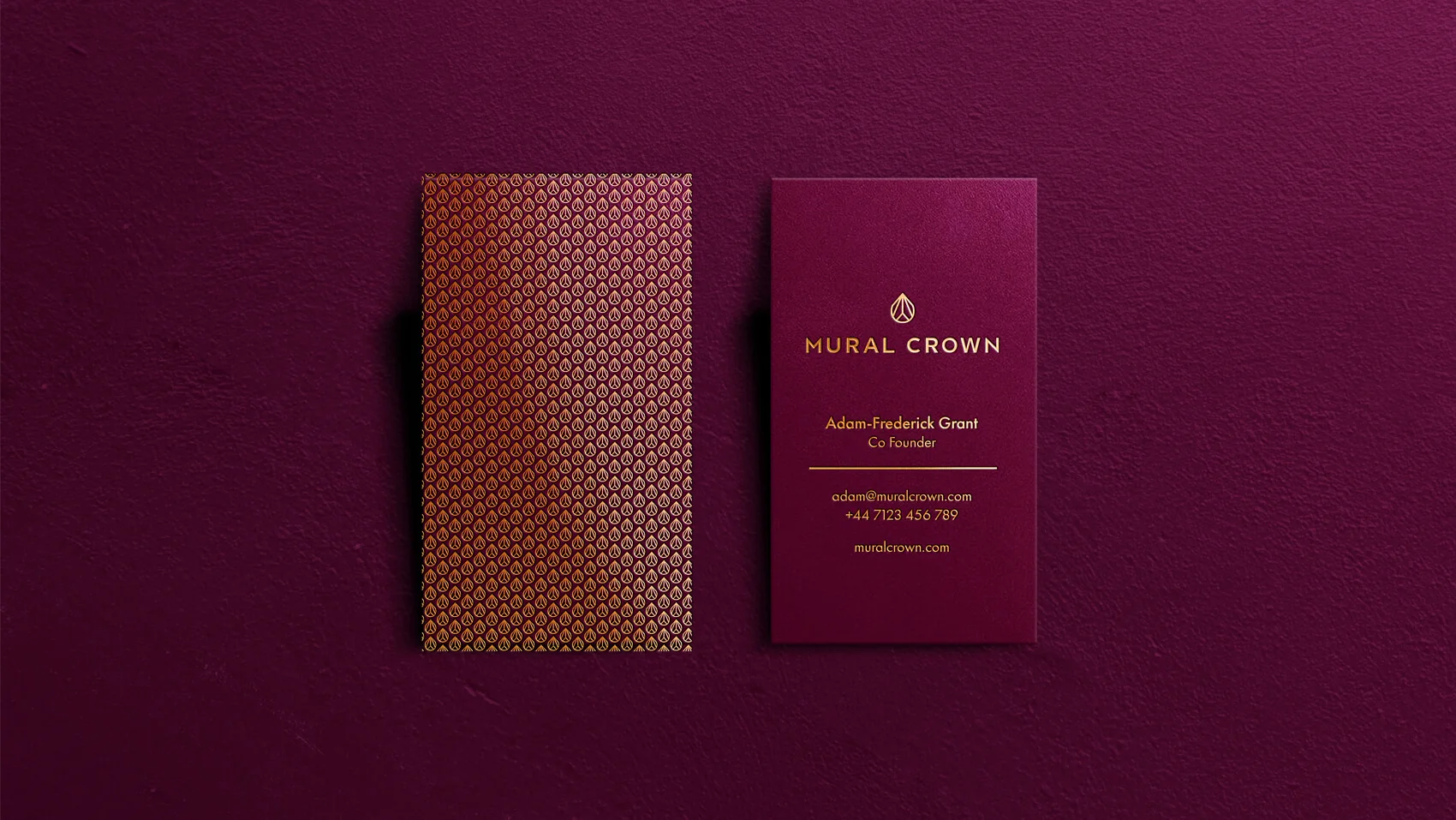 Mural Crown branding on a business card