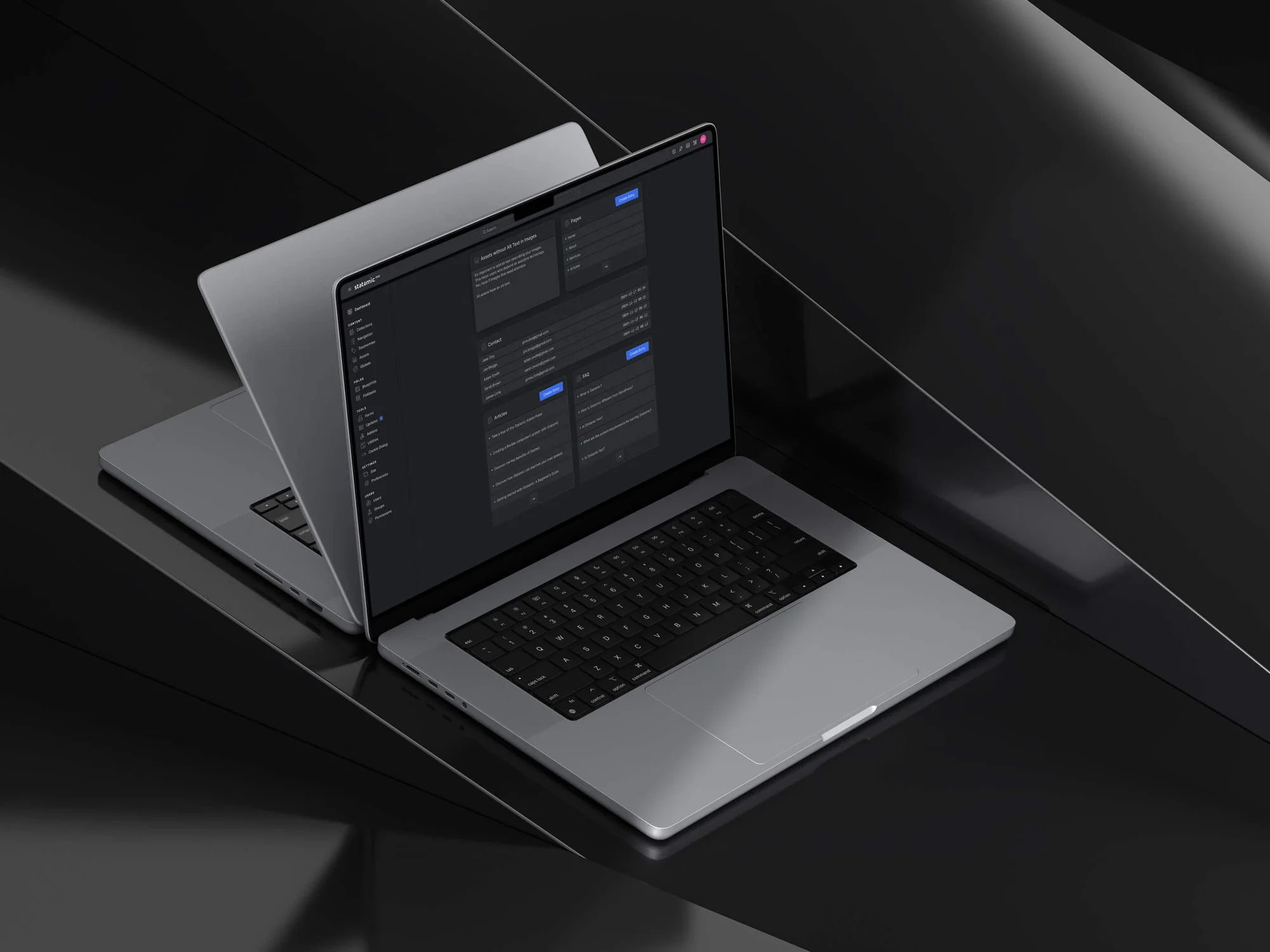 Statamic control panel displayed on a laptop
